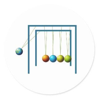 Newtons cradle classic round sticker