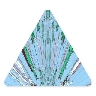 Nice Beautiful Aqua Blue Amazing Floral Motif Art Triangle Sticker