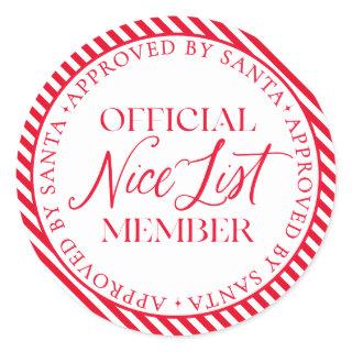 Nice List Member Approved By Santa Christmas Classic Round Sticker