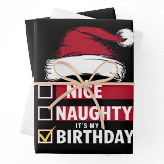 Nice Naughty It's My Birthday Christmas List Santa  Sheets