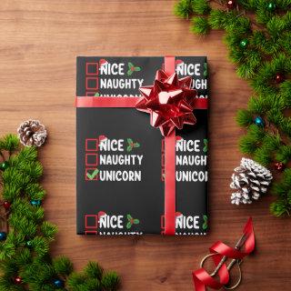 Nice Naughty Unicorn Christmas List Holiday