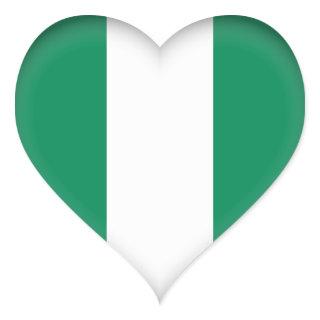 Nigeria (Nigerian) Flag Heart Sticker