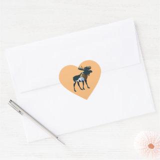 Night Forest Moose     Heart Sticker