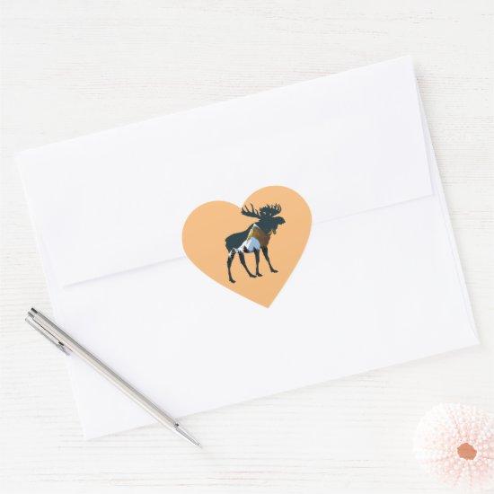 Night Forest Moose     Heart Sticker