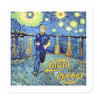 Night Runner Starry Night Square Sticker