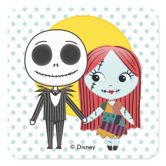 Nightmare Before Christmas | Jack & Sally Emoji Square Sticker