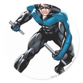 Nightwing with Weapons Classic Round Sticker