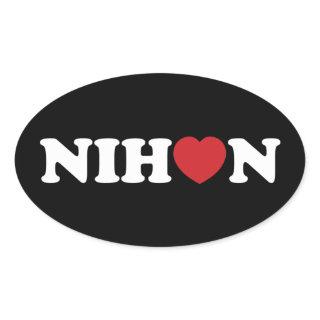 Nihon Love Heart Oval Sticker