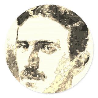 Nikola Tesla Drawing In Sepia Classic Round Sticker