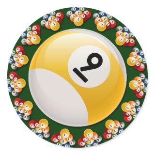 NINE BALL RACKS AND 9 BALL CLASSIC ROUND STICKER