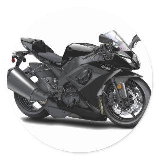 Ninja Black Bike Classic Round Sticker