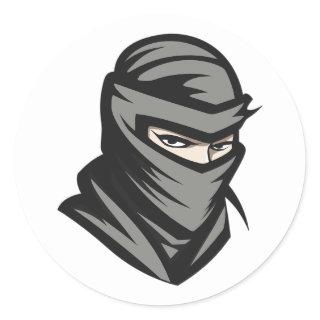 Ninja Shinobi Head Portrait Classic Round Sticker