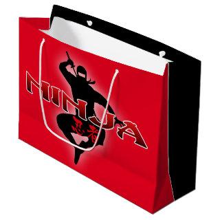 Ninja Silhouette Christmas Large Gift Bag