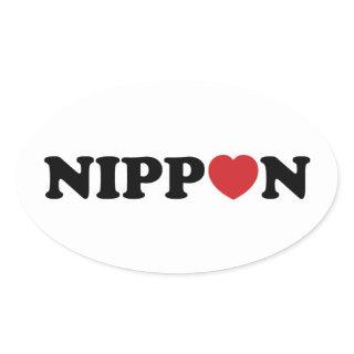 Nippon Love Heart Oval Sticker