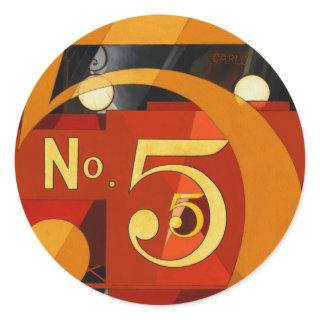 No 5 - The Figure 5 in Gold by Demuth Classic Round Sticker