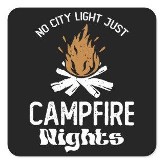 No City Light Just Camp Fire Nights Groovy Square Sticker