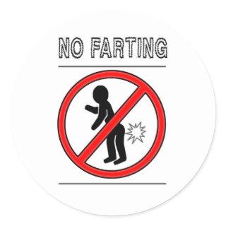 NO FARTING Warning Sign Classic Round Sticker