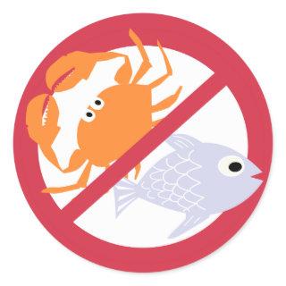 No Fish or Shellfish Symbol Red Allergen Alert Classic Round Sticker