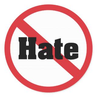No Hate Classic Round Sticker