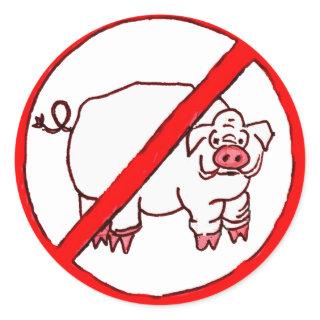 No Hogs Circle Classic Round Sticker
