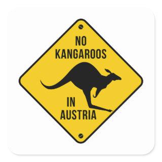 No Kangaroos In Austria Funny kangaroo Yellow Sign Square Sticker