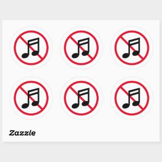 No loud music allowed noise prohibition sign classic round sticker