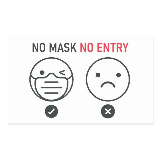 No Mask No Entry Rectangular Sticker
