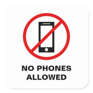 No mobile phones allowed forbidden sign symbol square sticker