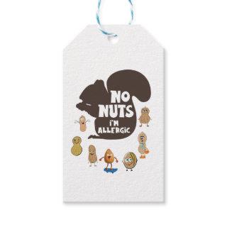 No Nuts I'm Allergic Peanut Allergy Awareness Gift Tags