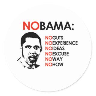 NO OBAMA, NO WAY CLASSIC ROUND STICKER