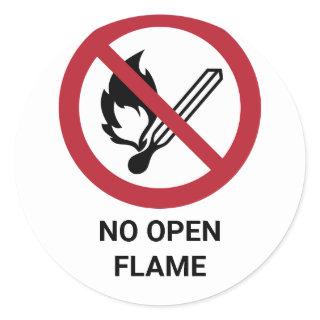 No Open Flame, Prohibition Sign Classic Round Sticker