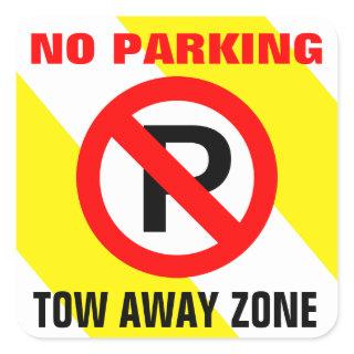 No Parking Yellow White Stripes Sign Square Sticker