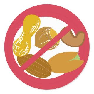 No Peanuts or Nuts Food Allergy Alert Stickers