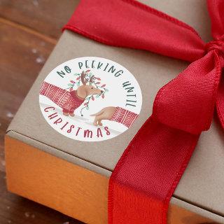 No Peeking Until Christmas | Dachshund Dog Sweater Classic Round Sticker