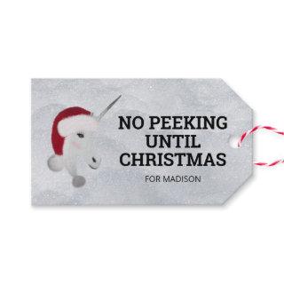 No Peeking Until Christmas Kids Unicorn Custom Gift Tags