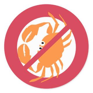 No Shellfish Red Bold Crab Allergen Classic Round Sticker