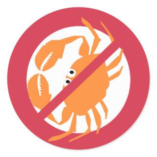 No Shellfish Red Bold Crab Allergen Classic Round Sticker