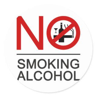 NO Smoking Alcohol ⚠ Thai Sign ⚠ Classic Round Sticker