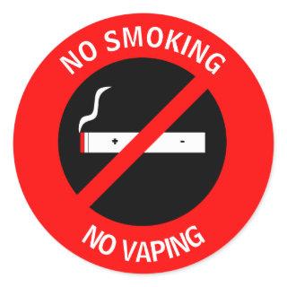 NO SMOKING NO VAPING SIGN CLASSIC ROUND STICKER