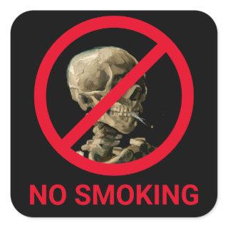 No Smoking Sign with Van Gogh Skull Artwork Square Sticker