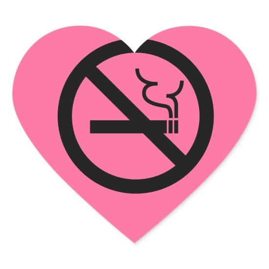 No Smoking Symbol Heart Sticker