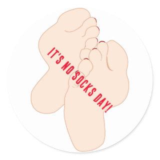 No Socks Day Feet Classic Round Sticker