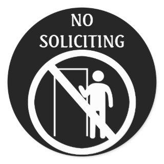 No Soliciting Stickers, Black and White Classic Round Sticker