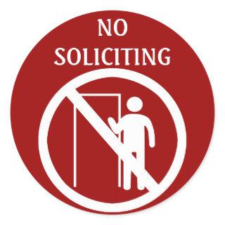 No Soliciting Stickers, Red and White Classic Round Sticker