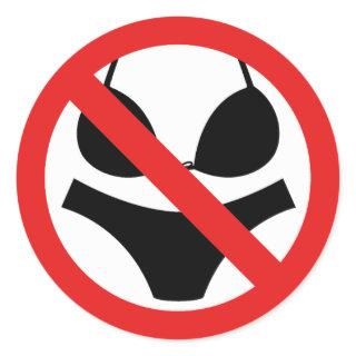 No Textiles/Bathing Costume Sign Classic Round Sticker