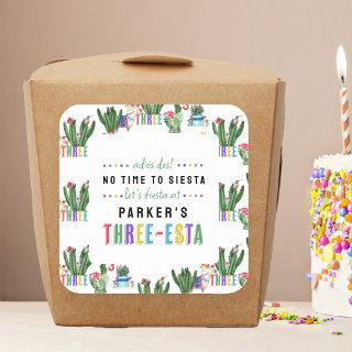 No Time to Fiesta Three-Esta Fiesta 3rd Birthday Square Sticker