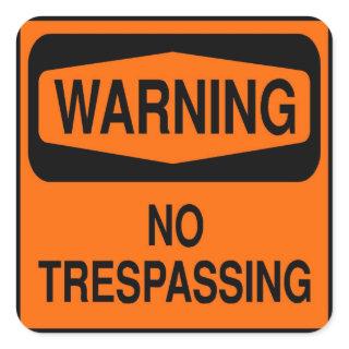 No trespassing square sticker