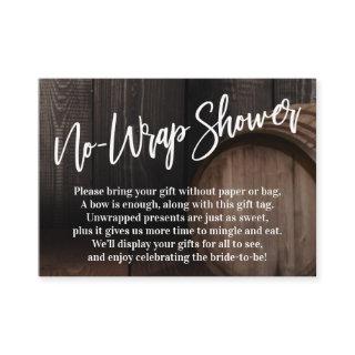 No-Wrap Shower Handwriting Wood Barrel Enclosure Card