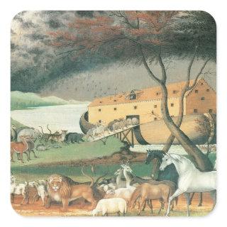 Noah's Ark by Edward Hicks, Vintage Folk Art Square Sticker