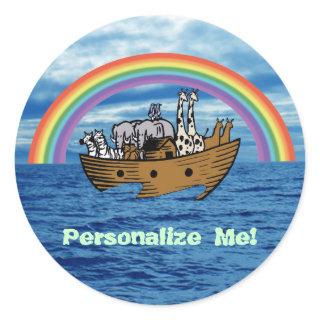 Noah's Ark & Rainbow Classic Round Sticker